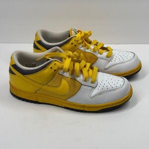 Y2K 2008 Nike Dunk Low Leather Sneakers White Trail Yellow Womens Size 11